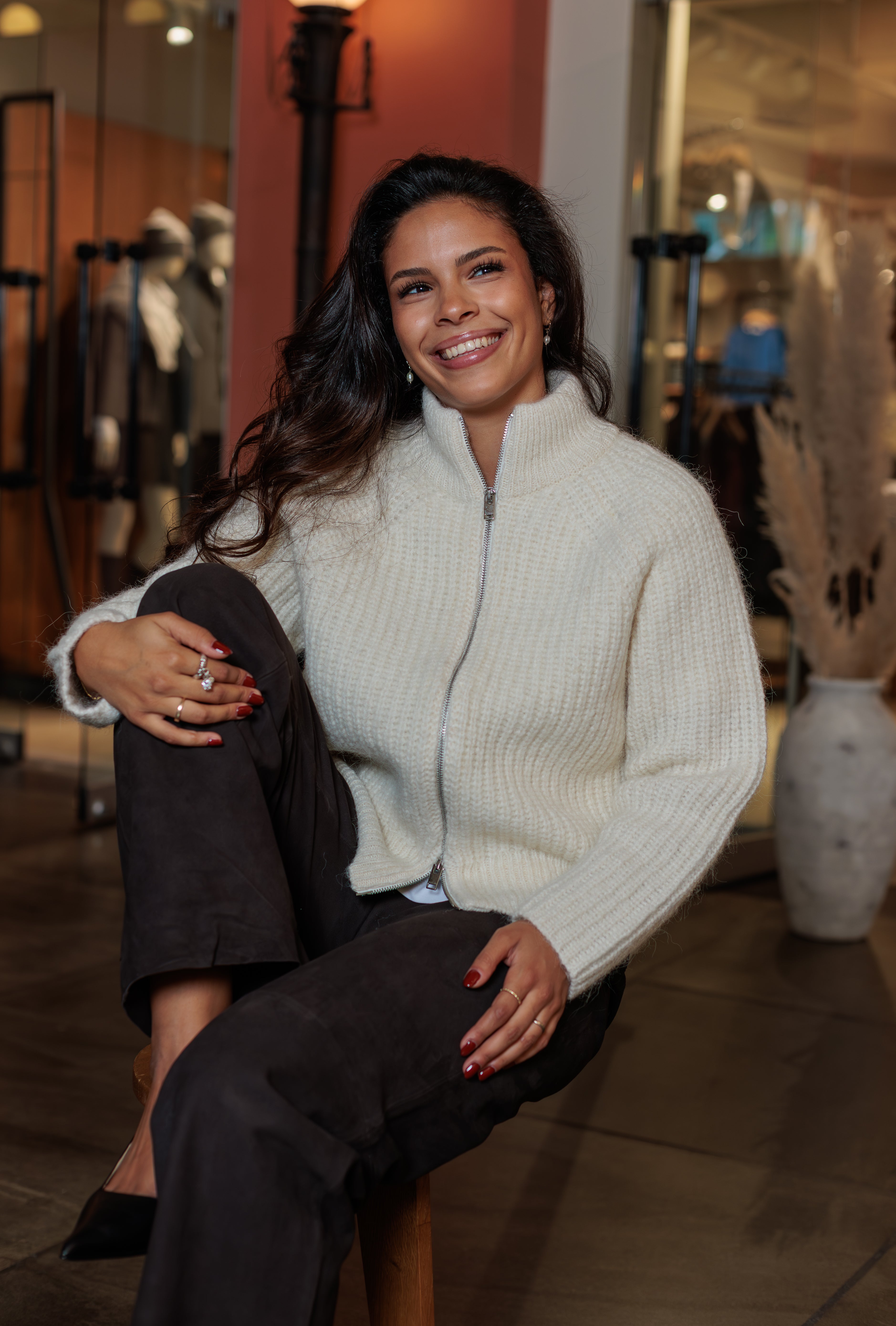 Anjuli Zip Cardigan - Hvit/ Snow White